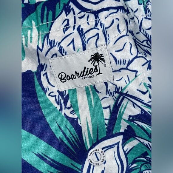 BOARDIES Swim Shorts Trunks Size Medium M tropical blue green- 6" inseam BAGGIES - Picture 2 of 4